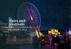 picture of ferris wheel at a fair with title of blog post Fairs and Festivals Lighting up Summer in Oklahoma 2023